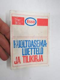 Esso huoltoasemaluettelo ja tilikirja 1.1.1971