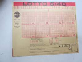 Lotto 6/40 - lottokuponki nr 6111653Q -lottery coupon
