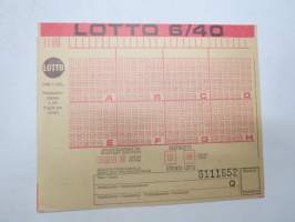 Lotto 6/40 - lottokuponki nr 6111652Q -lottery coupon
