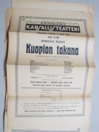 Suomen Kansallisteatteri - Kuopion takana näytelmä, kirjoittanut Gustaf von Numers, 5.4.1921 -juliste / poster