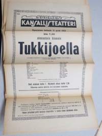 Suomen Kansallisteatteri - Tukkijoella näytelmä, kirjoittanut Teuvo Pekkala, 3.2.1921 -juliste / poster