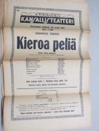 Suomen Kansallisteatteri - Kieroa peliä näytelmä, kirjoittanut John Galsworthy, 24.2.1921 -juliste / poster