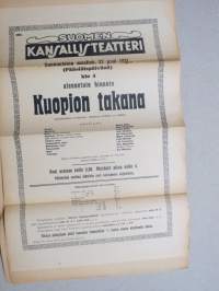 Suomen Kansallisteatteri - Kuopion takana näytelmä, kirjoittanut Gustaf von Numers, 27.3.1921 -juliste / poster