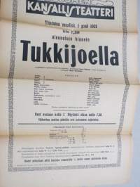 Suomen Kansallisteatteri - Tukkijoella näytelmä, kirjoittanut Teuvo Pekkala, 1.3.1921 -juliste / poster