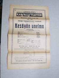 Suomen Kansallisteatteri - Kesäyön unelma näytelmä, kirjoittanut William Shakespeare, 11.4.1921 -juliste / poster