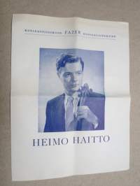 Fazer Konserttitoimisto Heimo Haitto 1956 -konserttiohjelma + pääsylippu, Kemijärvi 1956 -concert program