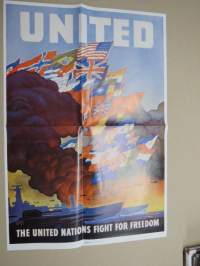 Yhdistyneiden kansakuntien ensimmäinen juliste 1945 - Sodan lehdet dokumentti 50 -juliste + lehti / lehdet, uustuotantoa / poster, reprint
