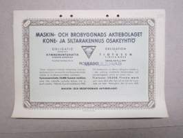 Maskin- och Brobyggnads Aktiebolaget Kone- ja Siltarakennus Osakeyhtiö 5,5% 10 000 markkaa 1935 -obligaatio / bond