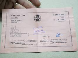 Finland Line - Svea Line - Bore Line - Silja Line -matkalippukanta 14.5.1964