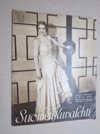 Suomen Kuvalehti 1933 nr 12, kansikuva Operettitähtemme Ritva Aro, Julkinen sana Suomen vapaussodassa, Kaksi isoa tutustuu toisiinsa, Ministeri koteja, ym.