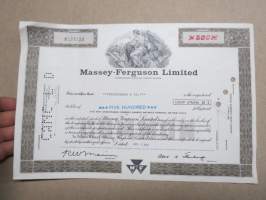 Massey-Ferguson Limited, 500 shares, 1978 -share certificate / osakekirja