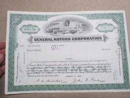 General Motors Corporation 1 share, 1964 -share certificate -osakekirja