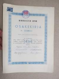Kuusisto Oy, Viipuri 1942, 1 000 mk, nr 98, Rouva Meeri Honkatukia -osakekirja / share certificate