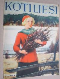 Kotiliesi 1933 nr 8, kansikuva Rudolf Koivu, Loitonneet puolisot, Miten naisen työ kuvastuu Suomen taiteessa, Viljelkää sipulia siemenestä, Ruusunkukkia, ym.