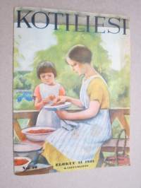 Kotiliesi 1933 nr 16, kansikuva Rudolf Koivu, Suomalaisia emäntiä, Kaatumatautisten huolto, Vähän sienistä, Nyt kilpaillaan neulepuseroista, Mies ja yöpaita, ym.