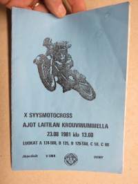 X Syysmotocross, Laitila - Krouvinummi, 23.8.1981 -käsiohjelma / program