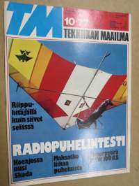 Tekniikan Maailma 1977 nr 10, Radiopuhelinviesti, Riippuliitäjällä kuin siivet selässä. Koeajossa uusi Skoda, Entropia - Mitä se on?, Hanssin Jukan tie, ym.