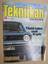 Tekniikan Maailma 1974 nr 9, Tästä tulee uusi Kupla, Suuri kurpitsa, Kovaa laatua kotimaasta, Esikammosyöttö, Golf kärry, Oikein annettu ensapu voi pelastaa, ym.