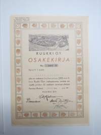 Ruukki Oy, Ruukki / Paavola, 1.11.1947, 1 osake 300 mk, nr 1507 -osakekirja / share certificate