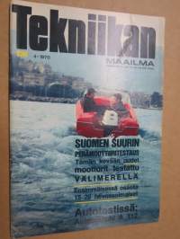 Tekniikan Maailma 1970 nr 4, Suomen suurin perämoottori-testaus, Japanin autoteollisuus on valmis taisteluun, De Dion näytti tietä Henry Fordille, ym.