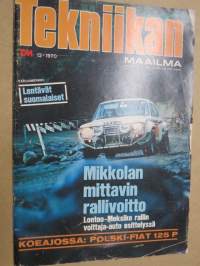 Tekniikan Maailma 1970 nr 12, Mikkolan mittavin rallivotto, TM koeajaa Yamaha DT 1 Enduro 250, koeajo Polski Fiat 125 P