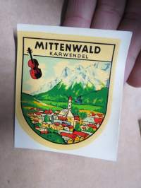 Mittenwald - Karwendel (Germany - Saksa) -decal / vesisiirtokuva 1960-luvulta
