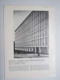 Lassila & Tikanoja Oy - uusi konttorirakennus Etelä-Esplanadikatu 18, arkkitehti J.S. Sirén, 1936 -rakennuksen esittely interiööreineen mm. Ravintola Presto