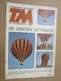 Tekniikan Maailma 1966 nr 15, Se lentää sittenkin, Inhottavia ilmestyksiä, Peugeot 404, Elektronit hoitavat kanoja, Radio varoittaa vaarasta, ym.