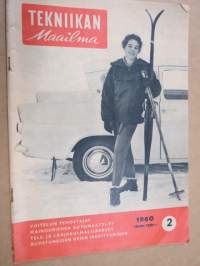 Tekniikan maailma 1960 nr 2, koeajossa Ford Anglia, Voitelun tehostajat, Mainosmiehen automaatti-tv, Tele- ja laajakulmalisäkkeet,