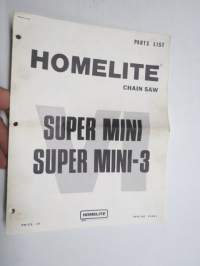 Homelite Super Mini, Super Mini-3 chain saw parts list -varaosaluettelo