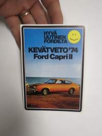 Ford Capri II - Kevätveto 1974 - Hyvä uutinen Fordilta -mainoskortti