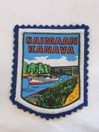 Saimaan kanava -kangasmerkki / matkailumerkki / hihamerkki / badge -pohjaväri sininen