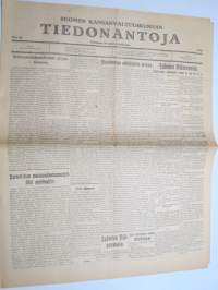 Suomen Kansanvaltuuskunnan Tiedonantoja nr 16, ilmestynyt 19.2.1918 -vallankumouslehti / revolution newspaper