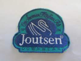 Oy Suomen Höyhen Ab Joutsen downwear -kangasmerkki / badge