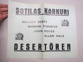 Sotilaskarkuri / Desertör, Wallace Beery, Barbara Stanwyck, John Boles, Allan Hale -elokuvajuliste / movie poster