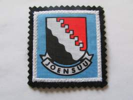 Joensuu -kangasmerkki / matkailumerkki / hihamerkki / badge -pohjaväri musta