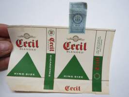 Cecil -savukepakkauksen käärepaperi avattuna