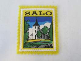 Salo -kangasmerkki / matkailumerkki / hihamerkki / badge -pohjaväri keltainen