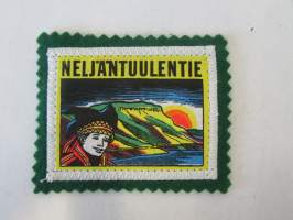 Neljäntuulentie -kangasmerkki / matkailumerkki / hihamerkki / badge -pohjaväri vihreä