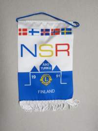 NSR - Lions Club Turku 1991 -pöytälippu / standaari / viiri