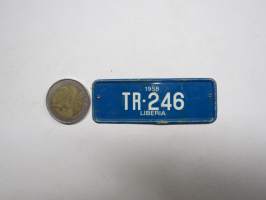 TR-246 Liberia 1958 - nr 39 / Vaasan Höyrymylly Osakeyhtiö -muropaketin mukana tullut rekisterikilpi -cereal box collectible register plate