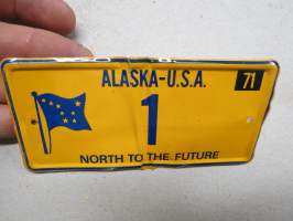 Alaska 1 1971 -rekisterikyltti, keräilykyltti