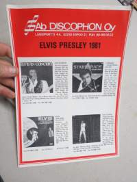 Discophon - Elvis Presley 1981 vinyylilevyluettelo, saatavilla olleiden LP-levyjen luettelo