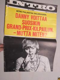 Intro 1969 nr 21, 12.11.1969, Kansikuva Danny, Steppenwolf Helsingissä, Tasavallan Presidentin Frank Robson, Hassis palaa, Tähtien bändit, Pappa näytti - Topi Kärki