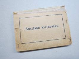 Sotilaan kirjetasku -sota-aikainen kirjepaperin ja kirjekuorten säilytyskotelo