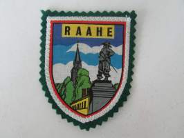 Raahe -kangasmerkki / matkailumerkki / hihamerkki / badge -pohjaväri vihreä