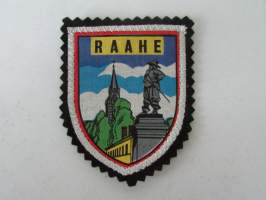 Raahe -kangasmerkki / matkailumerkki / hihamerkki / badge -pohjaväri musta