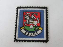 Raahe -kangasmerkki / matkailumerkki / hihamerkki / badge -pohjaväri musta