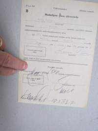 Matkalipun tilaus siirtoväelle, Vilho Nikkola, Kiikka-Hamina, 25.9.1948 -VR matkalippu