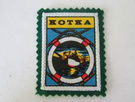 Kotka -kangasmerkki / matkailumerkki / hihamerkki / badge -pohjaväri vihreä